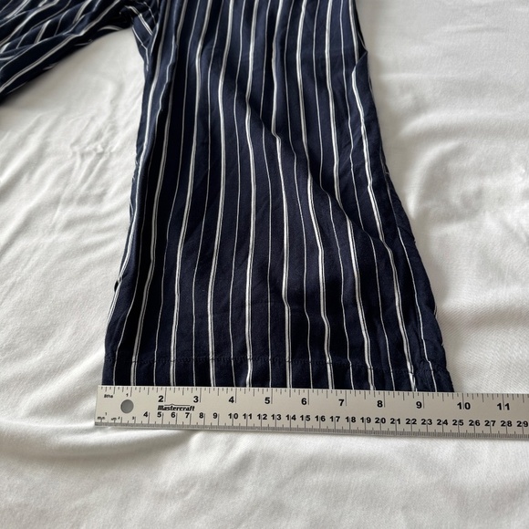 INC Women's M Nautical Stripe Boardwalk Capri Rayon Pants Wide Leg Lightweight - Picture 11 of 12